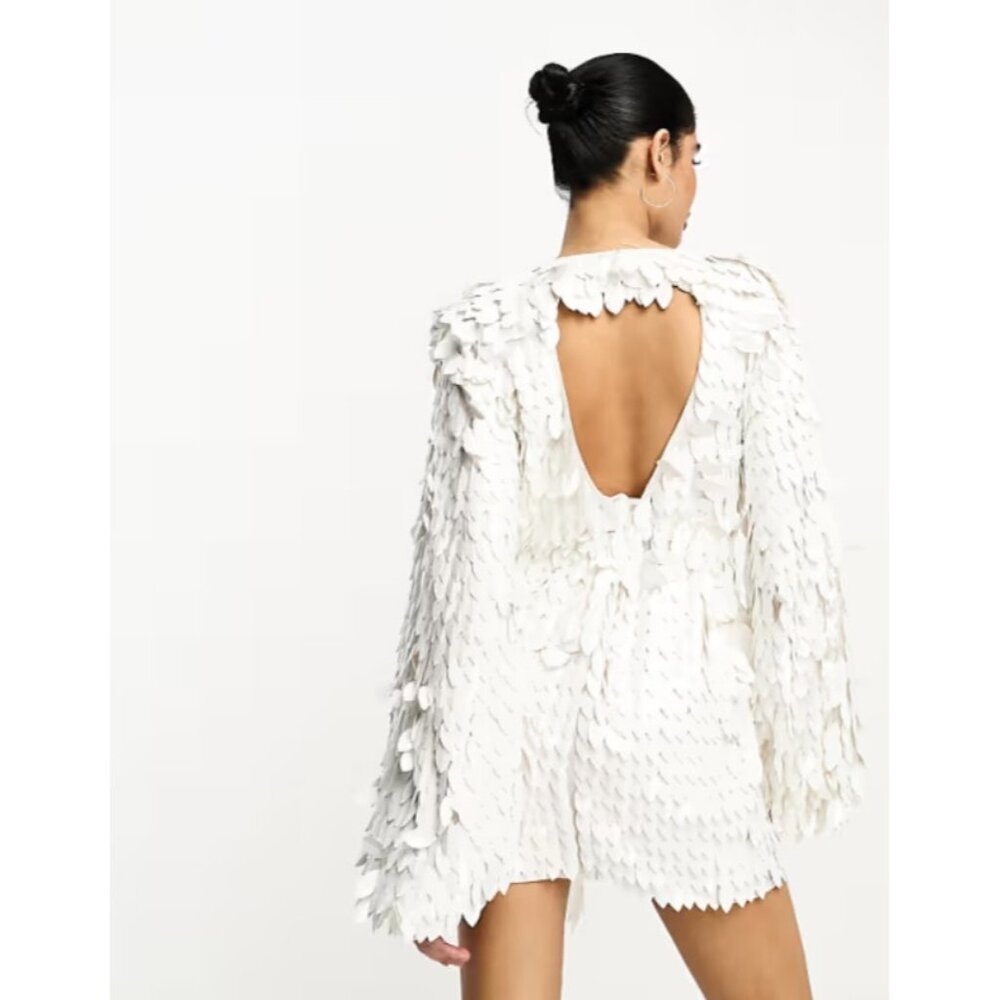 ASOS Cream Sequin/Paillette Mini Dress - Picture 2 of 8